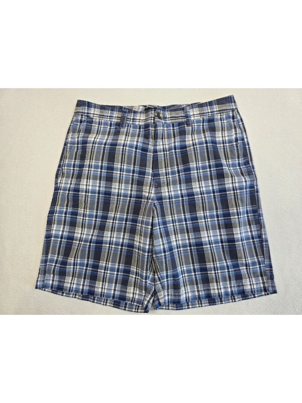 Eddie Bauer Mens Blue Plaid 100% Cotton Shorts Size 33